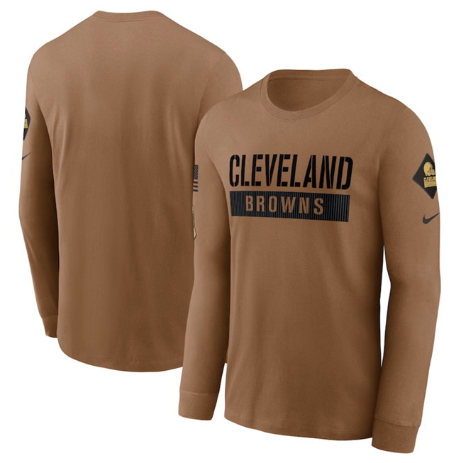 Men's Cleveland Browns 2023 Brown Salute To Service Long Sleeve T-Shirt